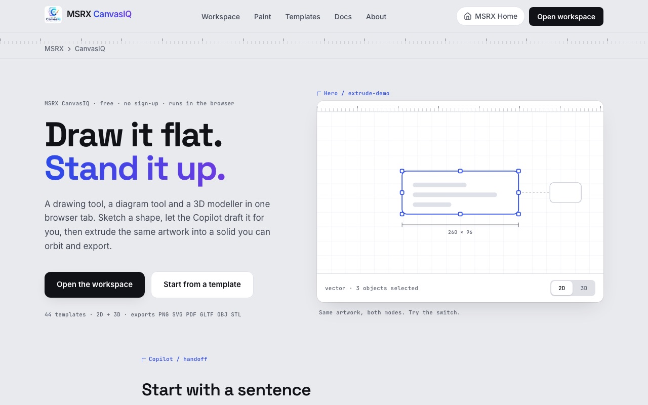 MSRX CanvasIQ: home page
