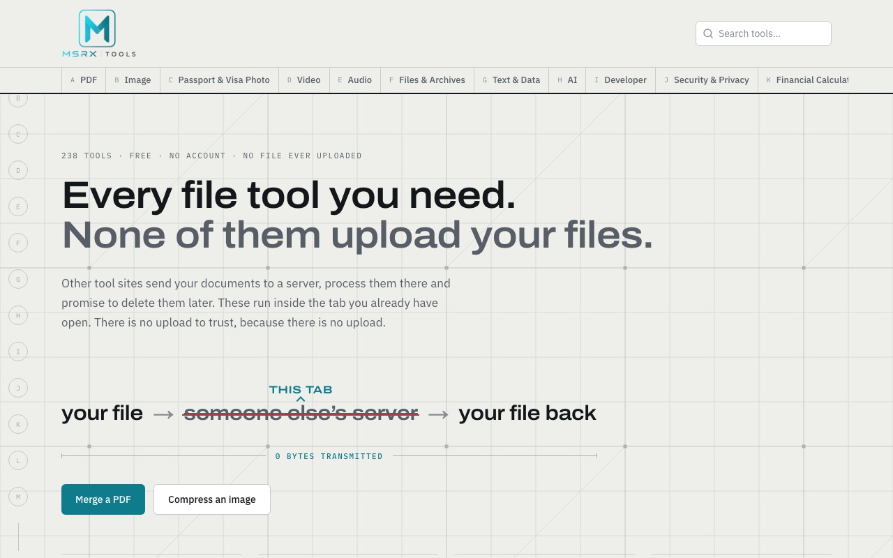 MSRX Tools: home screen