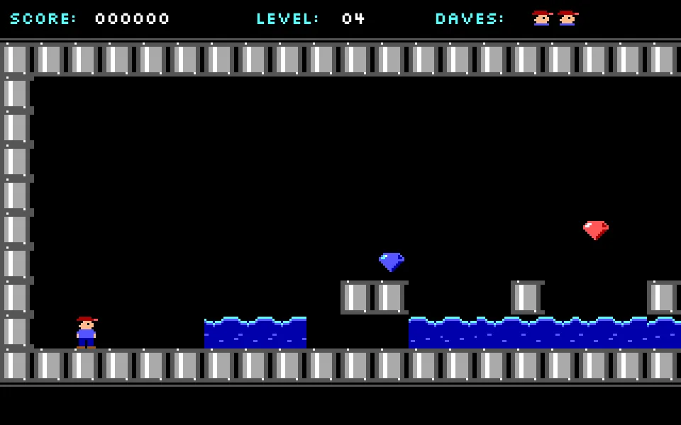 Level 4: grey stone pillars over pools of water